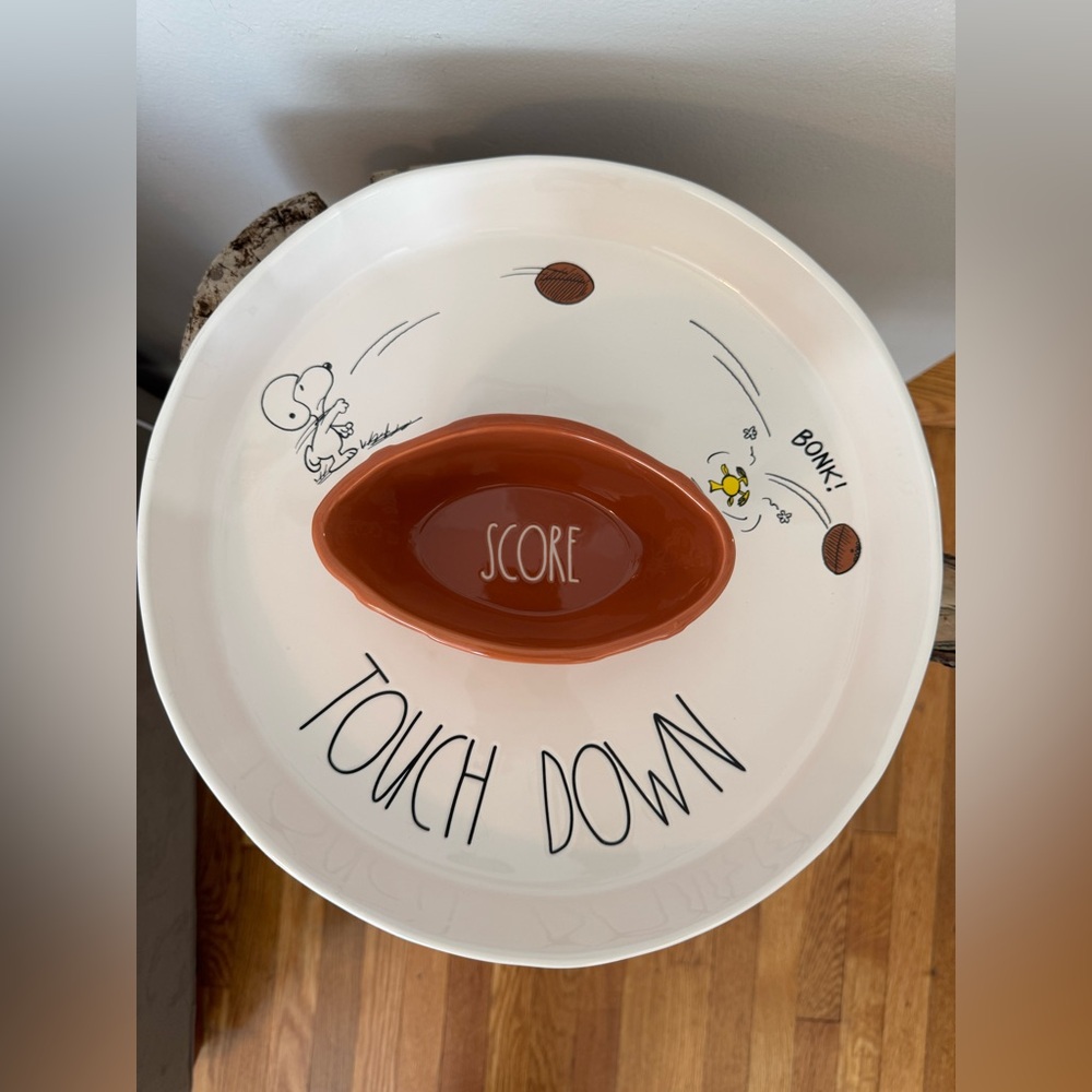 Peanuts X Rae Dunn 2 Piece 2025 Touch Down Score Bowl & Serving Platter